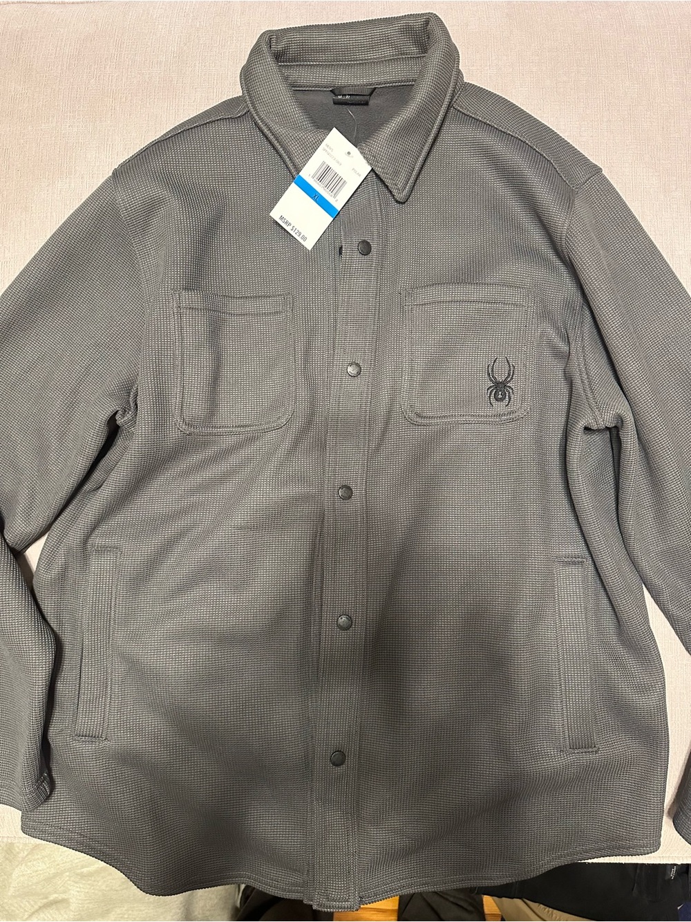 Spyder Men's Gray Waffle-Knit Snap Front Jacket NWT XL